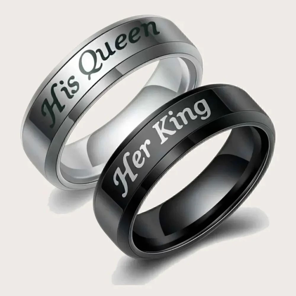 Her King/His Queen l Stainless Steel l Crown Ring set in Black & Silver l New